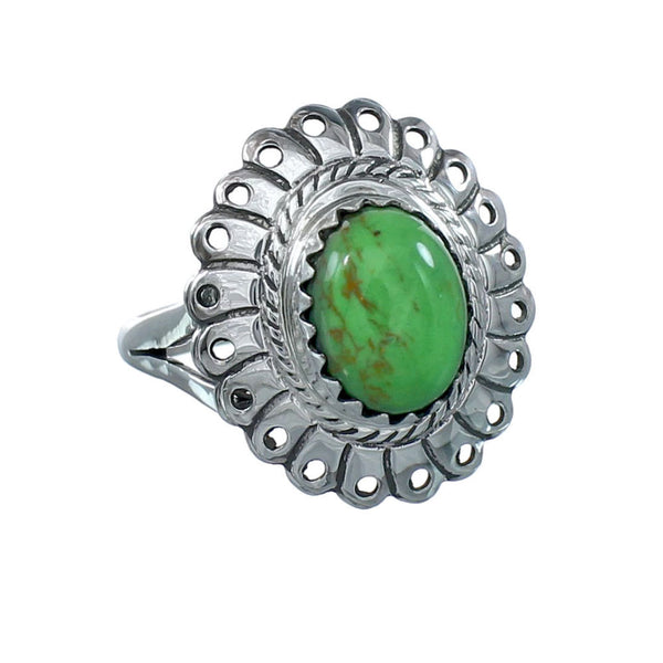 Southwestern Manmade Gaspeite Sterling Silver Ring Size 6-1/2 JX130380